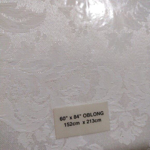 Bardwil Linens White Embroidered Tablecloth Empress Jacquard Oblong 60" x 84" - Picture 2 of 7